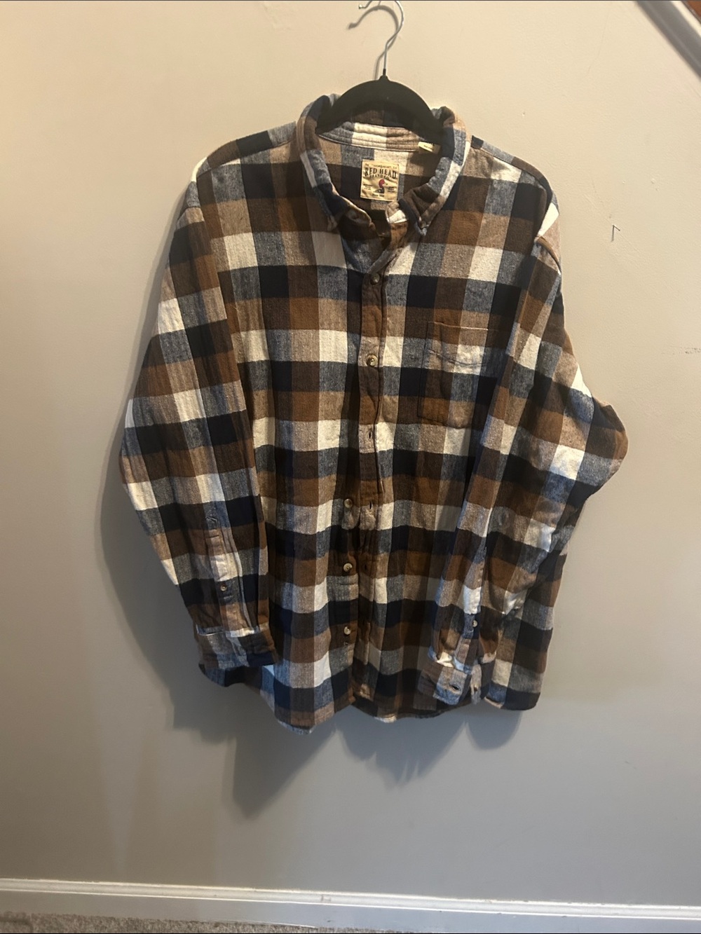 RedHead Brown, Navy & White Plaid Button-Down Shirt